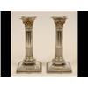 Image 1 : A Pair of Late Victorian Silver Corinthian Column Candlesticks, on stepped square bases, Sheffiel...