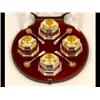 Image 1 : A Set of Victorian Silver Octagonal Salts, initialed, with matching spoons, cased, London 1879  S...