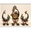 Image 1 : A Victorian Majolica Clock Garniture, the dial signed A Mesnard Bordeaux, with Arabic numerals, f...