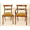 Image 1 : A Set of Six Mahogany Dining Chairs, with carved and pierced splats, drop in seats, and sabre leg...