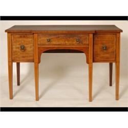 A 19th Century Mahogany Breakfront Sideboard, with boxwood and ebony stringing, the drawer flanke...