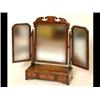 A Queen Anne Style Dressing Mirror, veneered in walnut, the three plate mirror above a box base i...