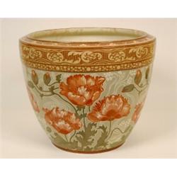 A Mintons Pottery Jardinière, decorated poppies, 36 cm (a.f.)  See illustration £150 - 200...