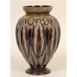 A Royal Doulton Eliza Simmance Vase, of lobed form, with stylised leaf decoration, 23 cm  See ill...