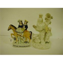 A Victorian Staffordshire Pottery Group, Going to Market, and another Staffordshire group (a.f.)...