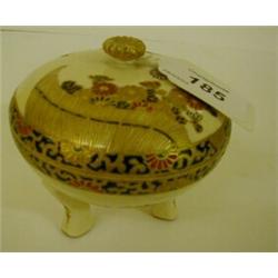 A Japanese Satsuma Bowl and Cover, decorated chrysanthemum on three legs, 8 cm £20 - 40...
