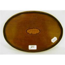 An Edwardian Oval Tray, inlaid a shell,  30 cm £20 - 30...