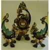 Image 1 : A Victorian Majolica Clock Garniture, the dial signed A Mesnard Bordeaux, with Arabic numerals, f...