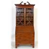 Image 1 : An Edwardian Mahogany Bureau Bookcase, with swan neck pediment above a pair of bar glazed doors,...