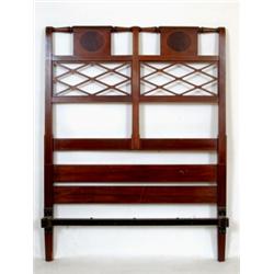 A Pair of Edwardian Inlaid Mahogany Bed Ends, with lattice style decoration, 105 cm  See illustra...