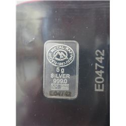 5 Gram .999 Fine Silver bar
