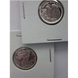 2 x .999 Silver Golden State Mint/Liberty rounds