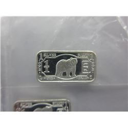 4 x .999 Fine Silver Black Bear Motif Bars