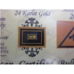 2 x .9999 Gold bullion bars - 1 Grain each