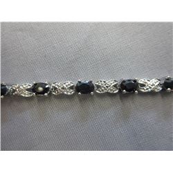 Oval cut - Blue Sapphire & Diamond tennis bracelet
