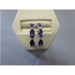 New - Oval cut Amethyst earrings with 4 Diamonds