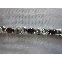 New -  oval cut Garnet & Diamond tennis bracelet
