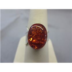 Very unique - Baltic Amber silver wrap ring