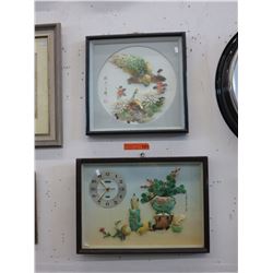 Framed Shell Art & Clock