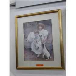 Framed print of Girls with Puppies