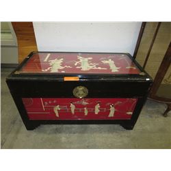 Large Oriental Chest with Inlaid Mother of Pearl