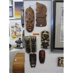 7 Carved wood wall masks
