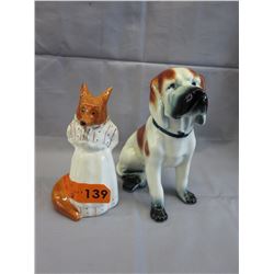 2 Vintage glazed porcelain figurines