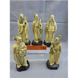 5 Vintage Oriental Chess pieces