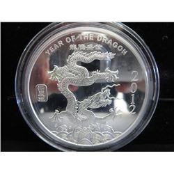 .999 Silver - 5 oz. 2012 Year of the Dragon Round