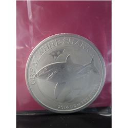 2014 - .999 Fine Silver Great White Shark coin