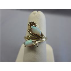 10KT Yellow Gold, Opal & Diamond Ring
