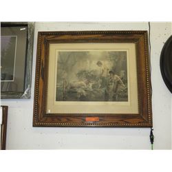 Wood framed vintage print "Water Nymphs"