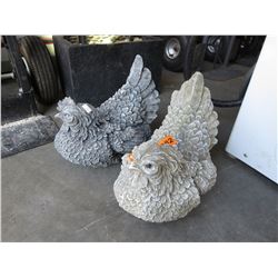 2 Concrete chickens