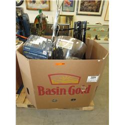 Bin of assorted household goods