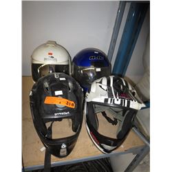 4 Used motorcycle helmets