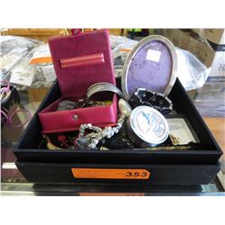 Silver photo frame & costume jewelry
