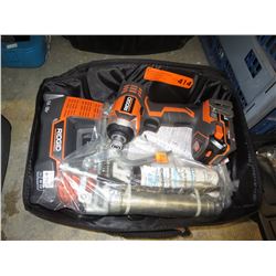 Ridgid cordless drill with charging stand & case