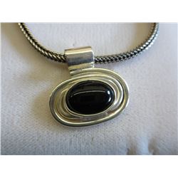 Onyx & Sterling Silver pendant and chain