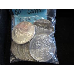 8 Canadian 50 Cent coins - 1960's & 70's