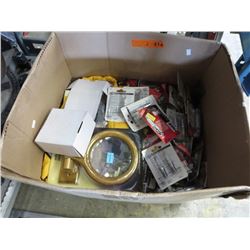 Box of new spark plugs & more