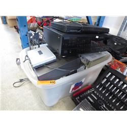 Tote of assorted electronics