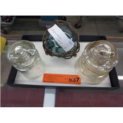 Japanese glass fish bobble & 2 insulators