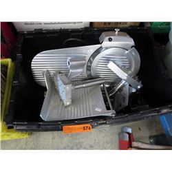 Commercial meat slicer with accessories