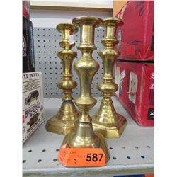 3 Brass candle sticks