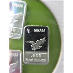 4 x .999 Silver 1 gram American Eagle Art Bars