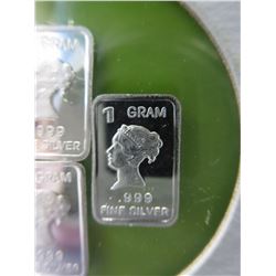 4 x .999 Silver 1 gram Queen Elizabeth Art Bars