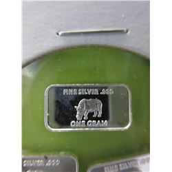 4 x .999 Silver 1 gram Rhino Art Bars