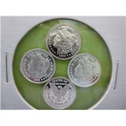 4 x .999 Silver 1 gram Morgan Head Art Bars