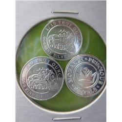 3 "Monarch Mint"  Steam Engine Silver rounds