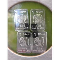 4 x .999 Silver 1 gram American Indian Art Bars